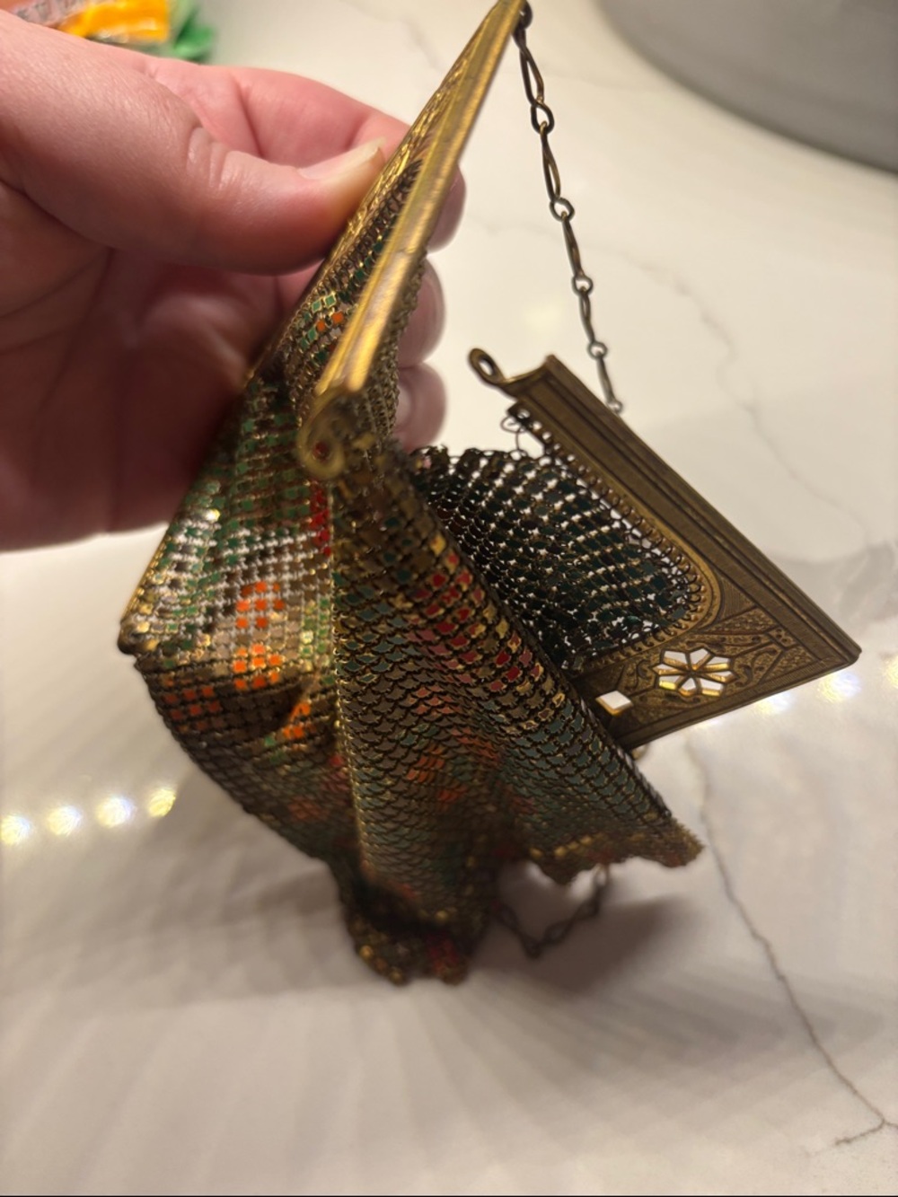 1920s Art Deco enameled mesh purse - Picture 5 of 13